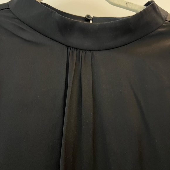 Frame Silk Shirred Mock Neck Blouse - Blk- Size L - Picture 11 of 13